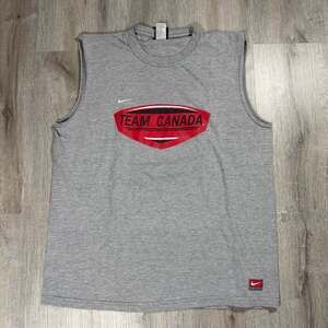 Mens Vintage Nike Team Canada Hockey Sleeveless Muscle Tank Top XL